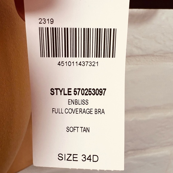 NWT Soma Enbliss Full Coverage Lined Underwire Bra 34 D Soft Tan Nude #0007 - Picture 9 of 13